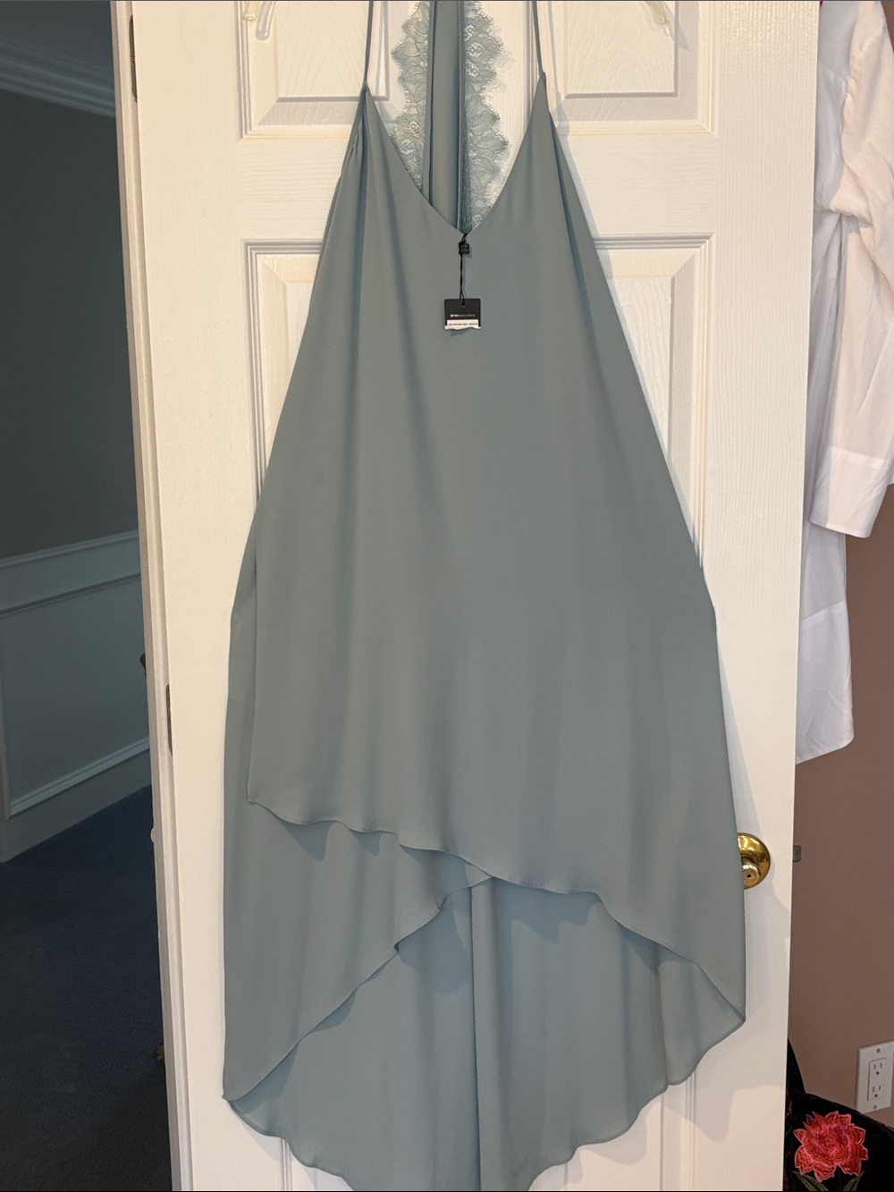 BCBGMaxAzria Pale Blue Lace-Trim Slip layered dress 👗